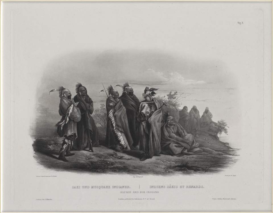 Saki und Musquake Indianer, Vignette, Karl Bodmer 