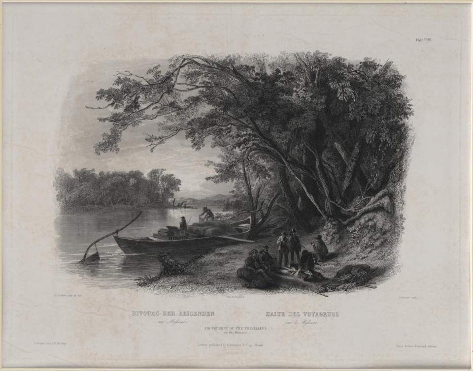 Bivouac der Reisenden am Missouri, Vignette, Karl Bodmer