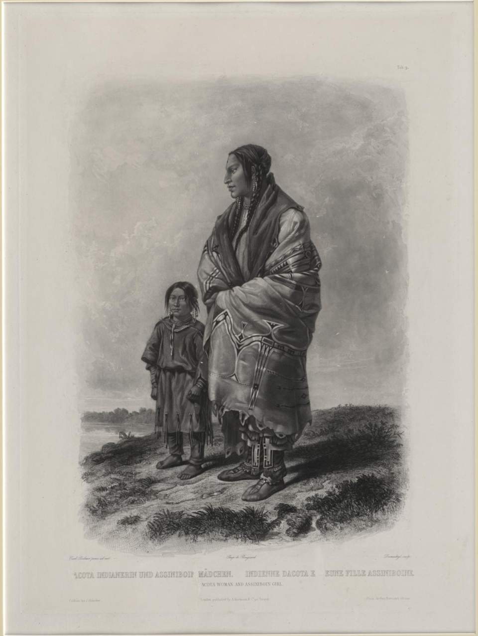 Acota Indianerin und Assiniboin Mädchen, Tableau, Karl Bodmer 