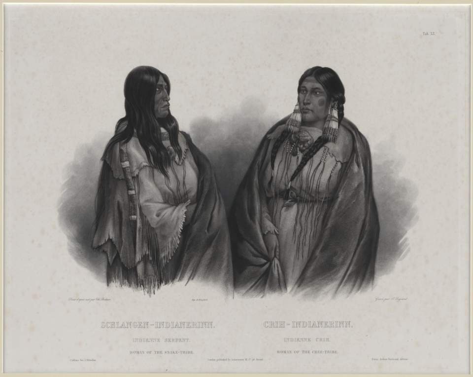 Schlangen-Indianerinnen, Tableau, Karl Bodmer; Snake, Crow