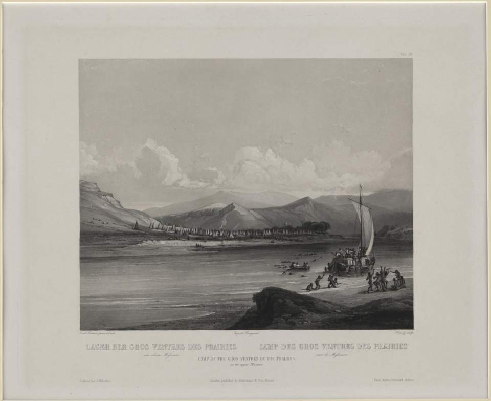 Lager der Gros Ventres des Pairies, Tableau, Karl Bodmer 