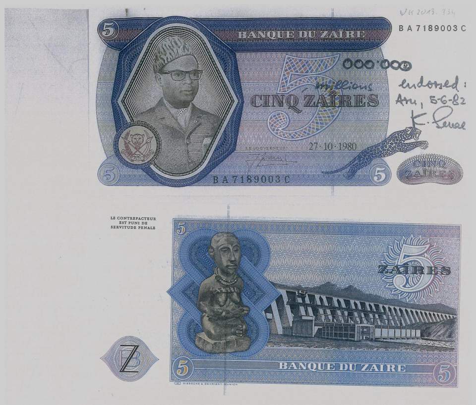 Banknote cinq zaires Mutter mit Kind