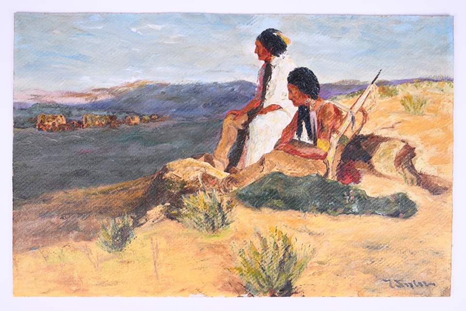 Gemälde, Native Americans auf Anhöhe