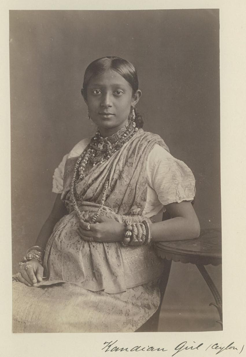 Fotografie schwangeres Kandian Mädchen, Sri Lanka (Ceylon)