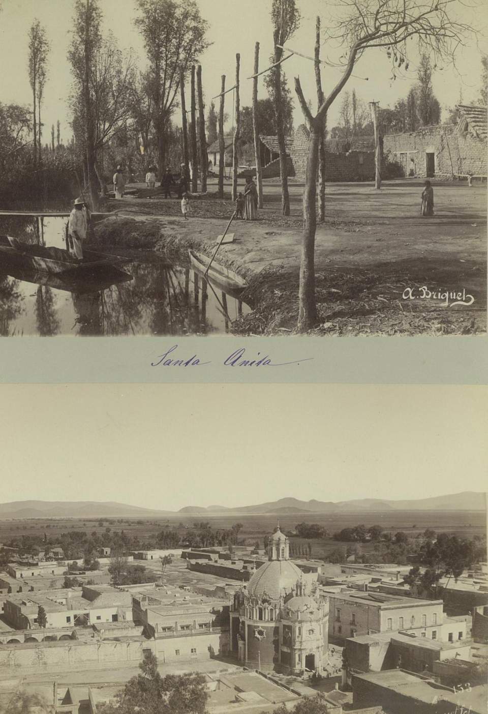 2 Fotografien, Santa Anita, Dorf Guadalupe und Kapelle, Mexiko