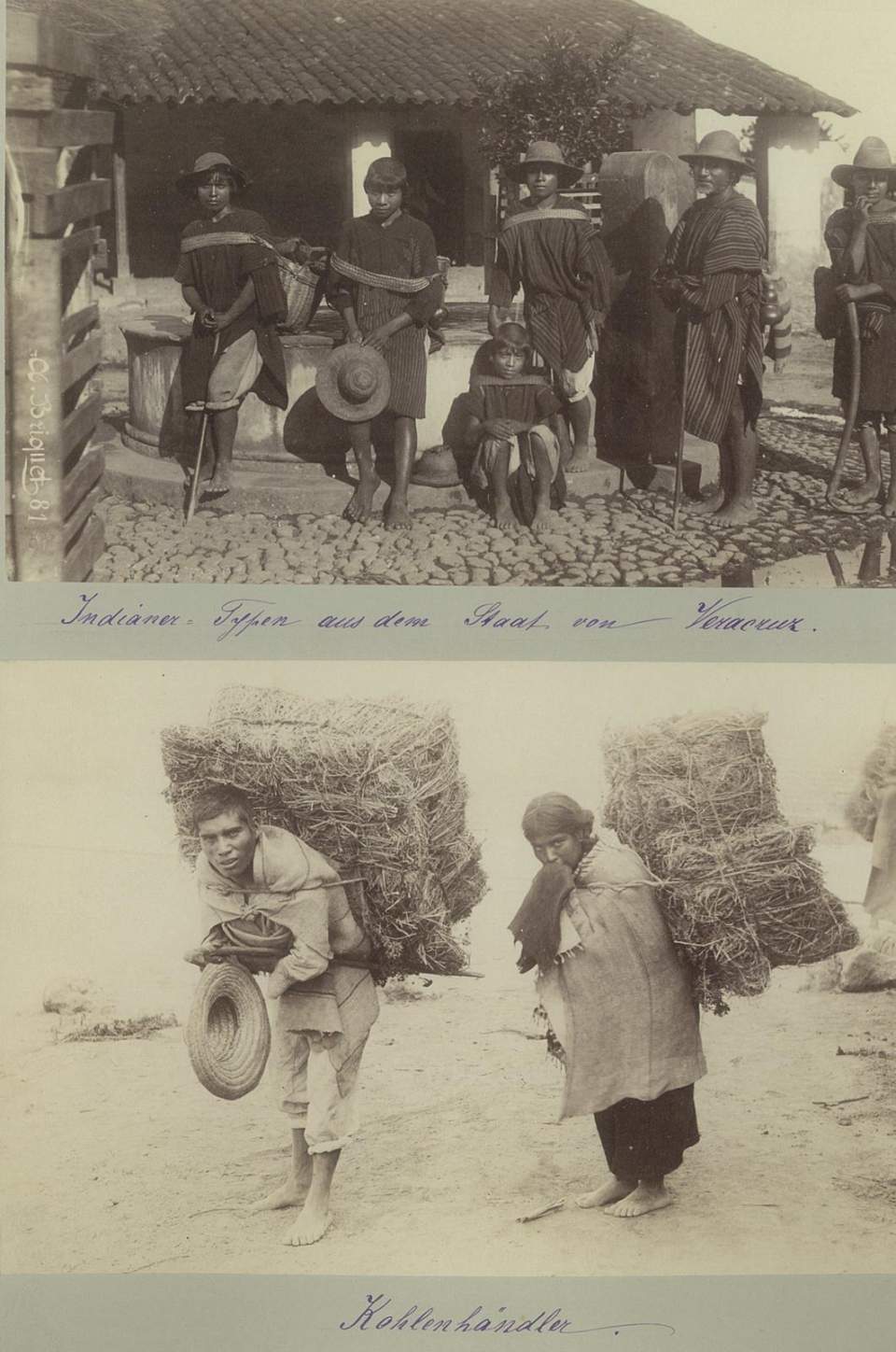 2 Fotografien, Indianer - Typen aus Veracruz, 2 Kohlehändler, Mexiko