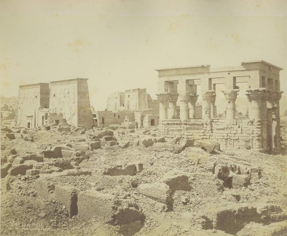 Fotografie, Gesamtansicht der Tempel auf der Insel Philae, Ägypten