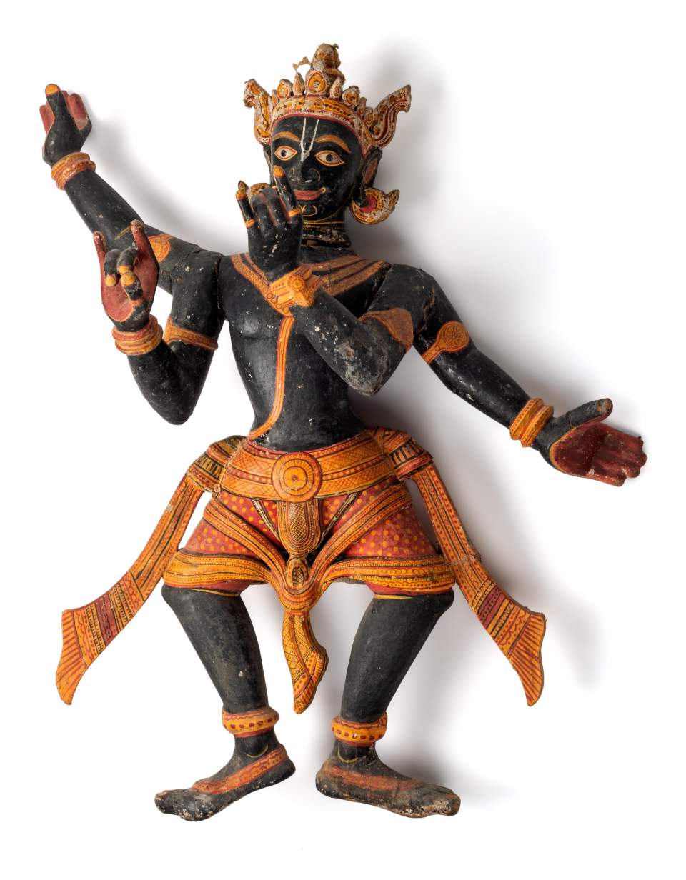 Prozessionsfigur, Krishna, vierarmig in tanzender Pose 