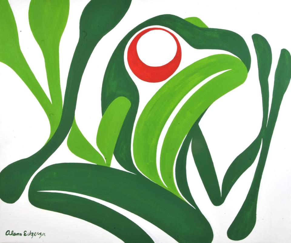 Alano Edzerza: WISE FROG (Weiser Frosch) / SMOKE HOLE (Rauchloch, Rabe); 2015