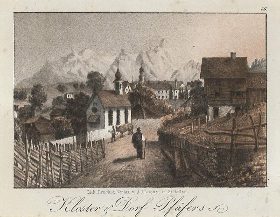Ansicht, Kloster und Dorf Pfäfers