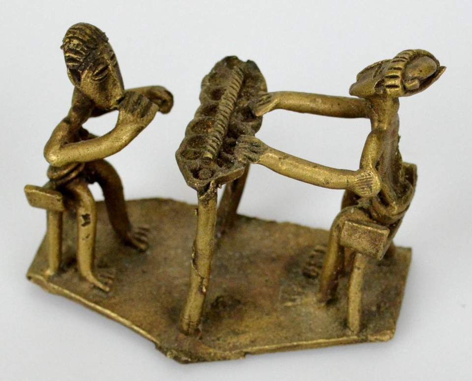 Skulptur, 2 Bretttspiel spielende Männer