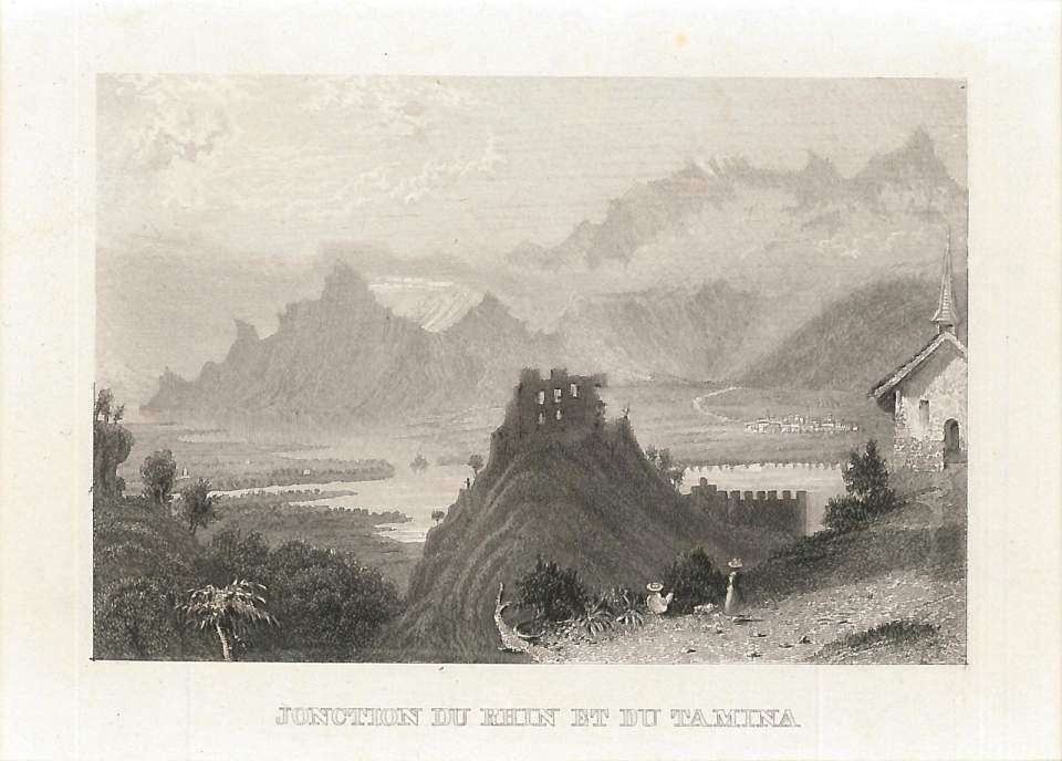 Zusammenfluss von Rhein und Tamina (Ruine Wartenstein Pfäfers) 