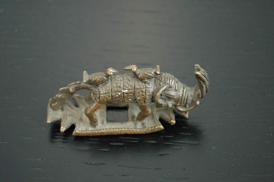 Goldgewicht Elefant mit 2 Vögeln