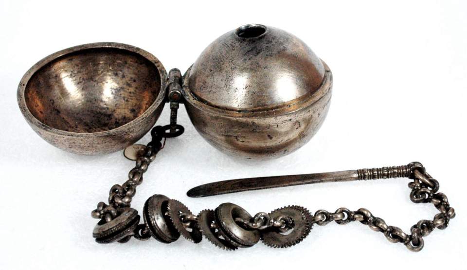 Kalkbehälter, Kugel, Messing