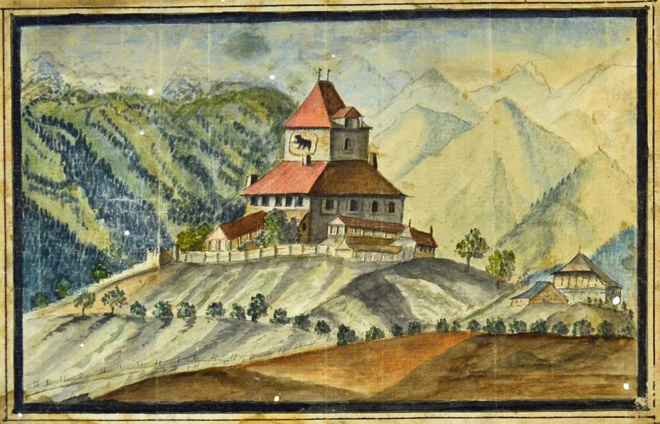 Ansicht Schloss Dällenburg oder Schloss zu Frutigen Kanton Bern