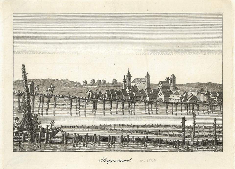 Ansicht Rapperswil mit Holzsteg