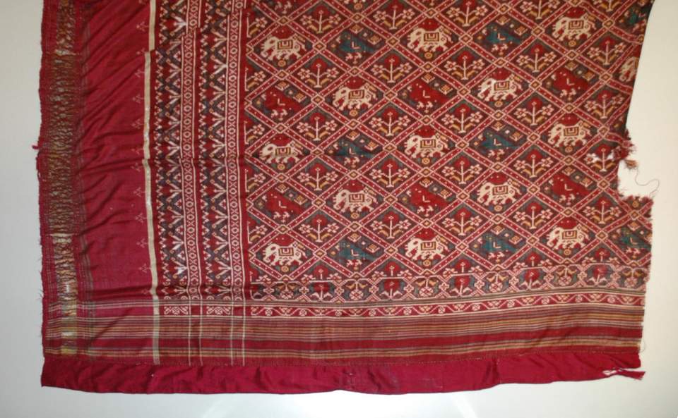 Patola, Sari - Teilstück, Seide, Doppelikat