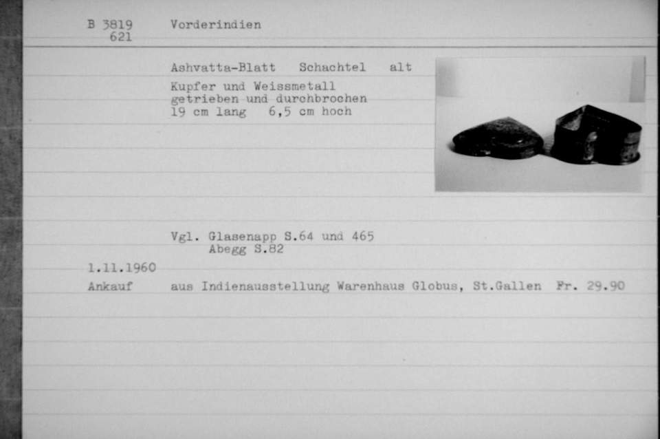 Ashvatta - Blatt, Schachtel, alt