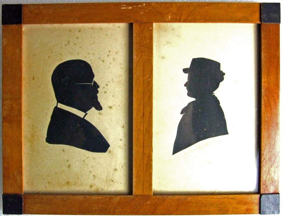 Scherenschnitt, Profile der Gabriele und des Oberst Hugo Hungerbühler