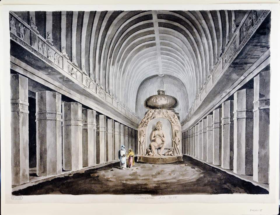 Die Caitya-Halle der Visvakarmâ-Höhle in Elûrâ