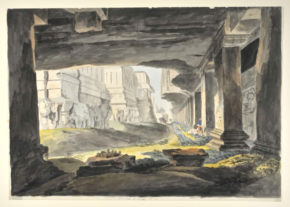 Nordost-Ansicht des Kailâsanâtha-Tempels in Elûrâ