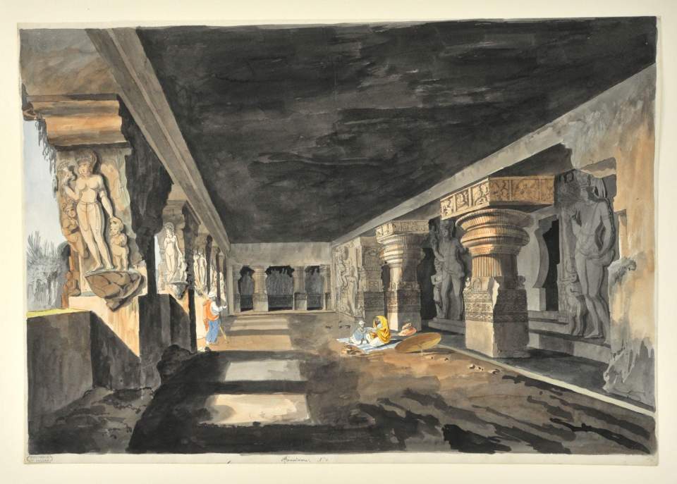 Veranda der Kulthöhle Râmesvara (Höhle 21) in Elûrâ