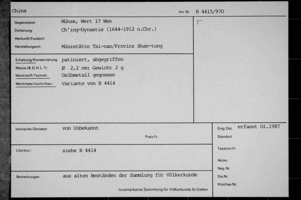 Münze, Wert 1? Wen