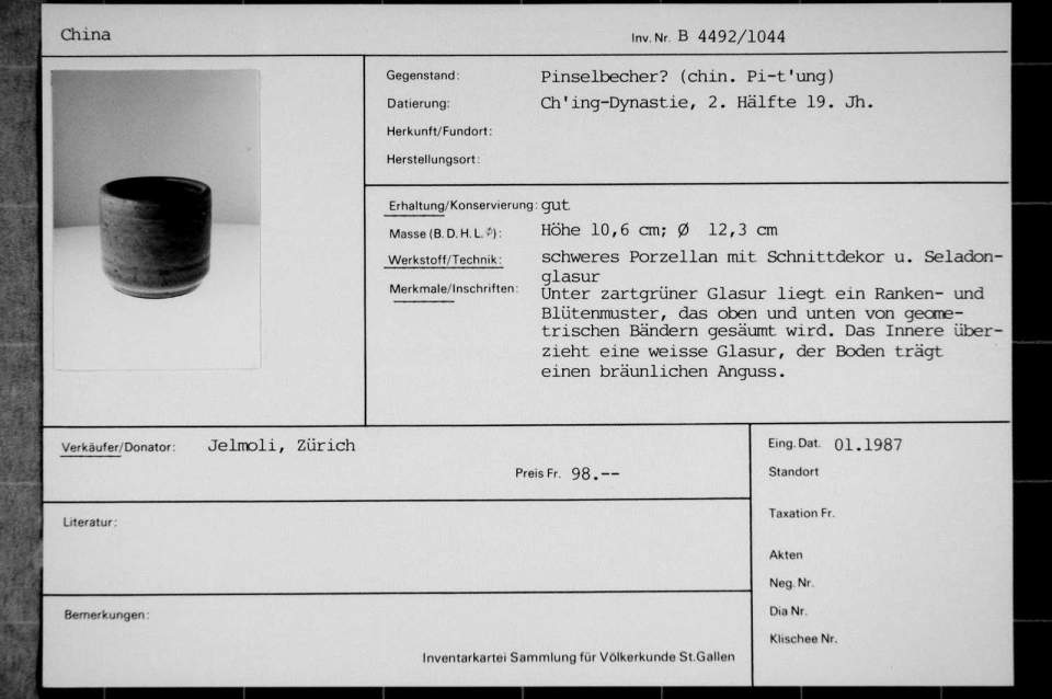 Becher - Pinselbecher? (chin. Pi-t'ung)