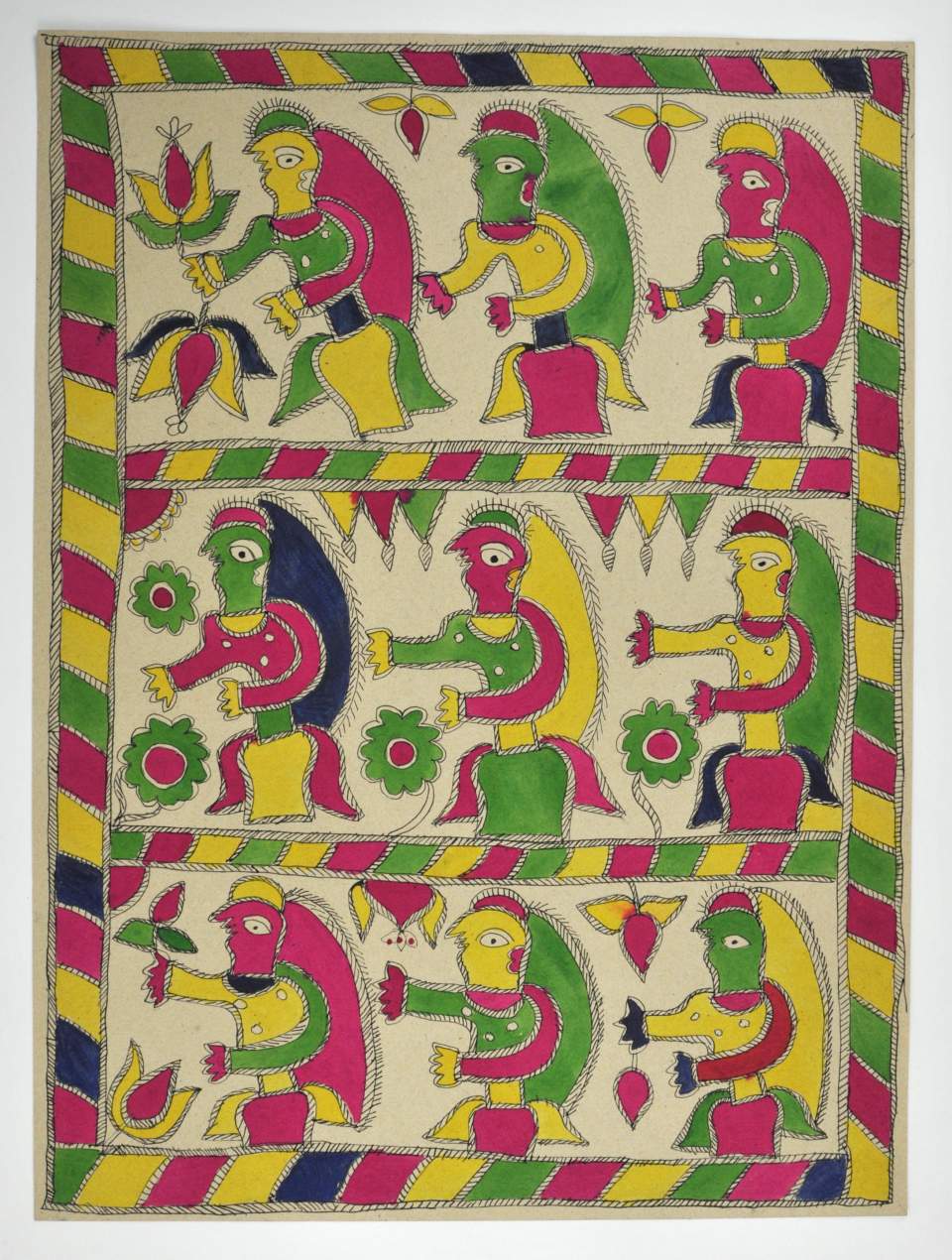 Madhubani-Malerei der Hirtenmädchen von Brindaban