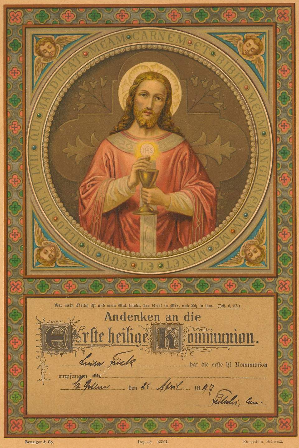  Andenken an die erste heilige Kommunion 1897