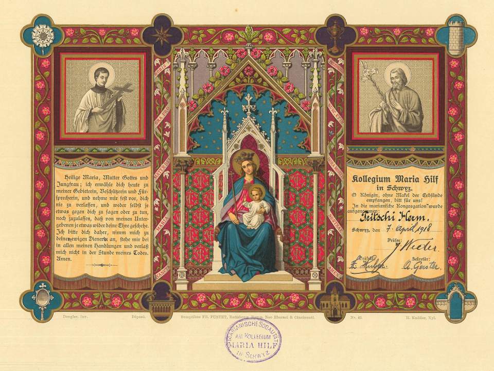Gedenkblatt religiösen Inhalts
