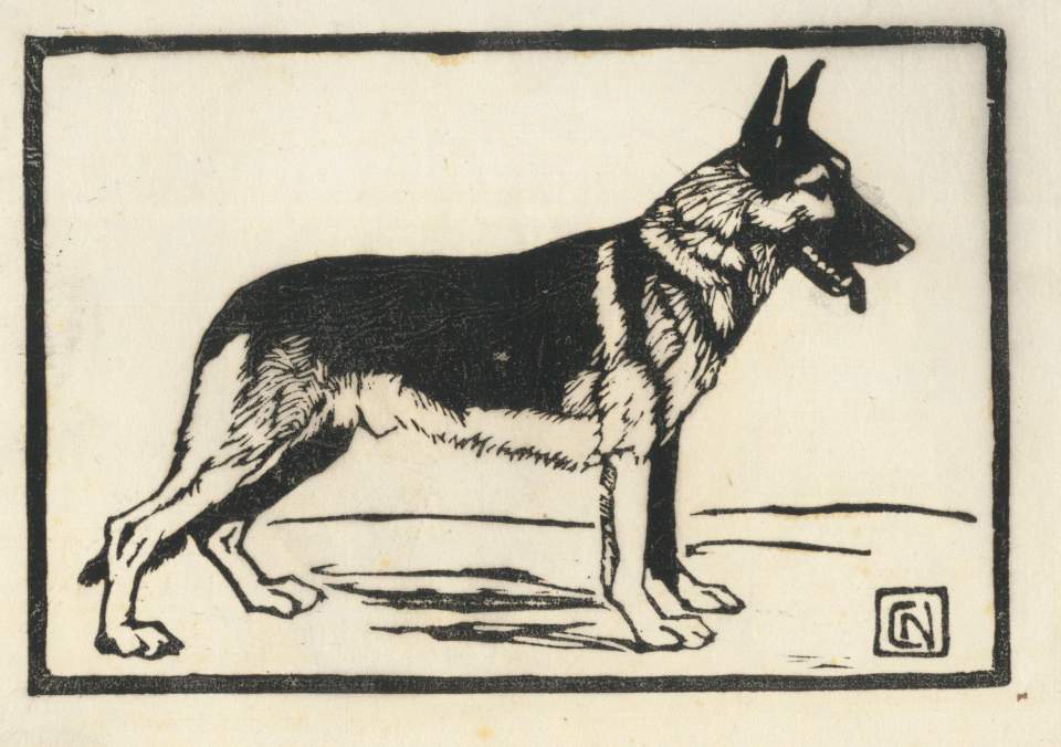 Holzschnitt "Schäferhund"