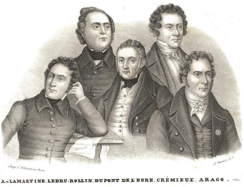 Porträt  A. v. Lamartine. Ledru=Rollin. Du Pont de L'eure. Crémieux. Arago.