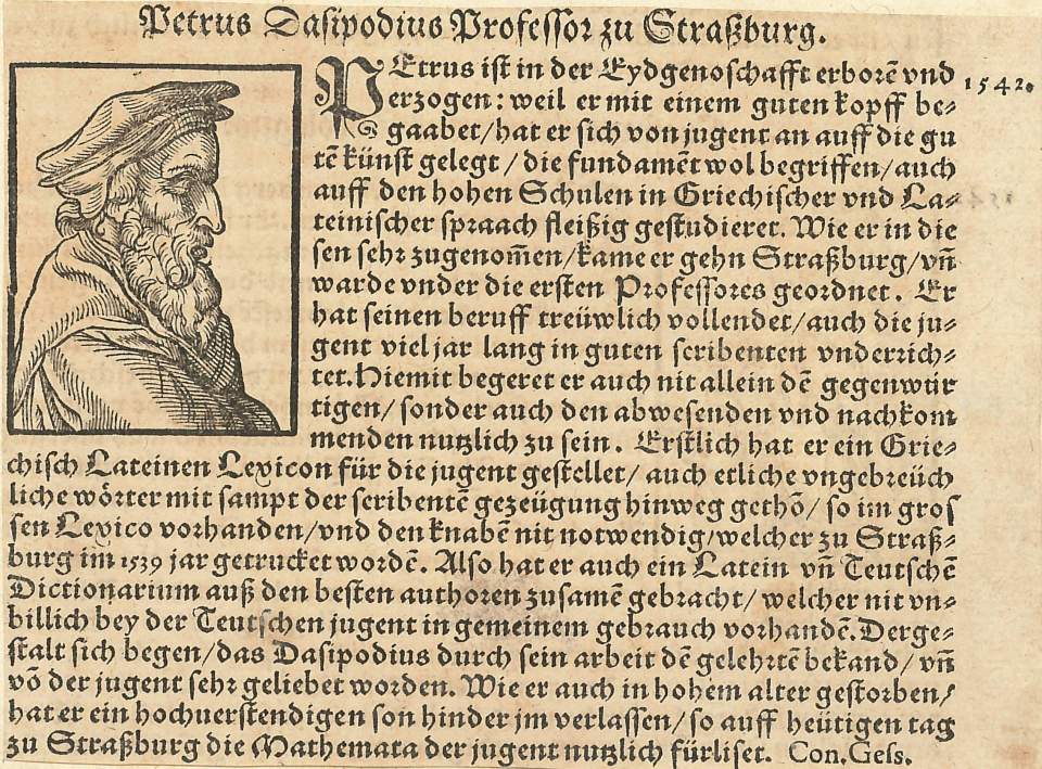 Porträt  Petrus Dasipodius Professor zu Strassburg