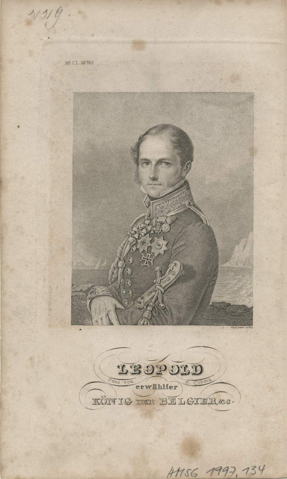 Porträt  Lepold Prinz von S. Coburg erwählter König der Belgier & C.