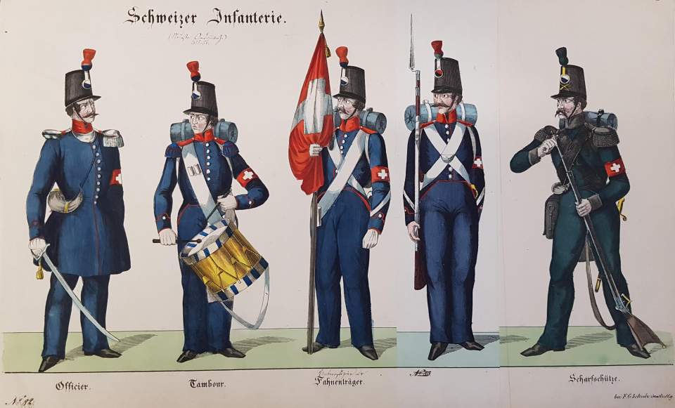 Eidgenössische Truppen: Schweizer Infanterie, Ordonnanz 1855-56
