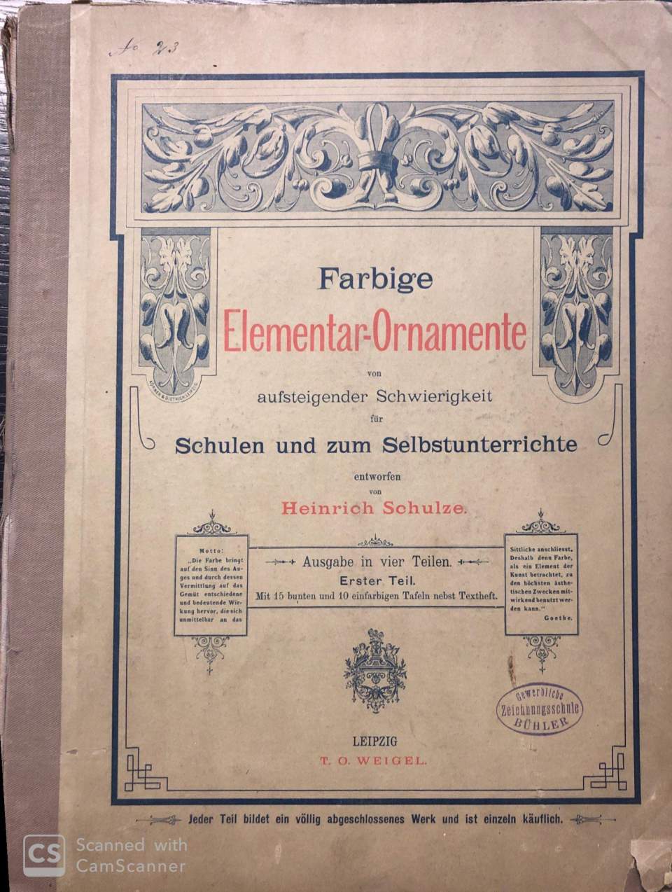 Lehrbüch der gewerbl. Zeichnungsschule Bühler