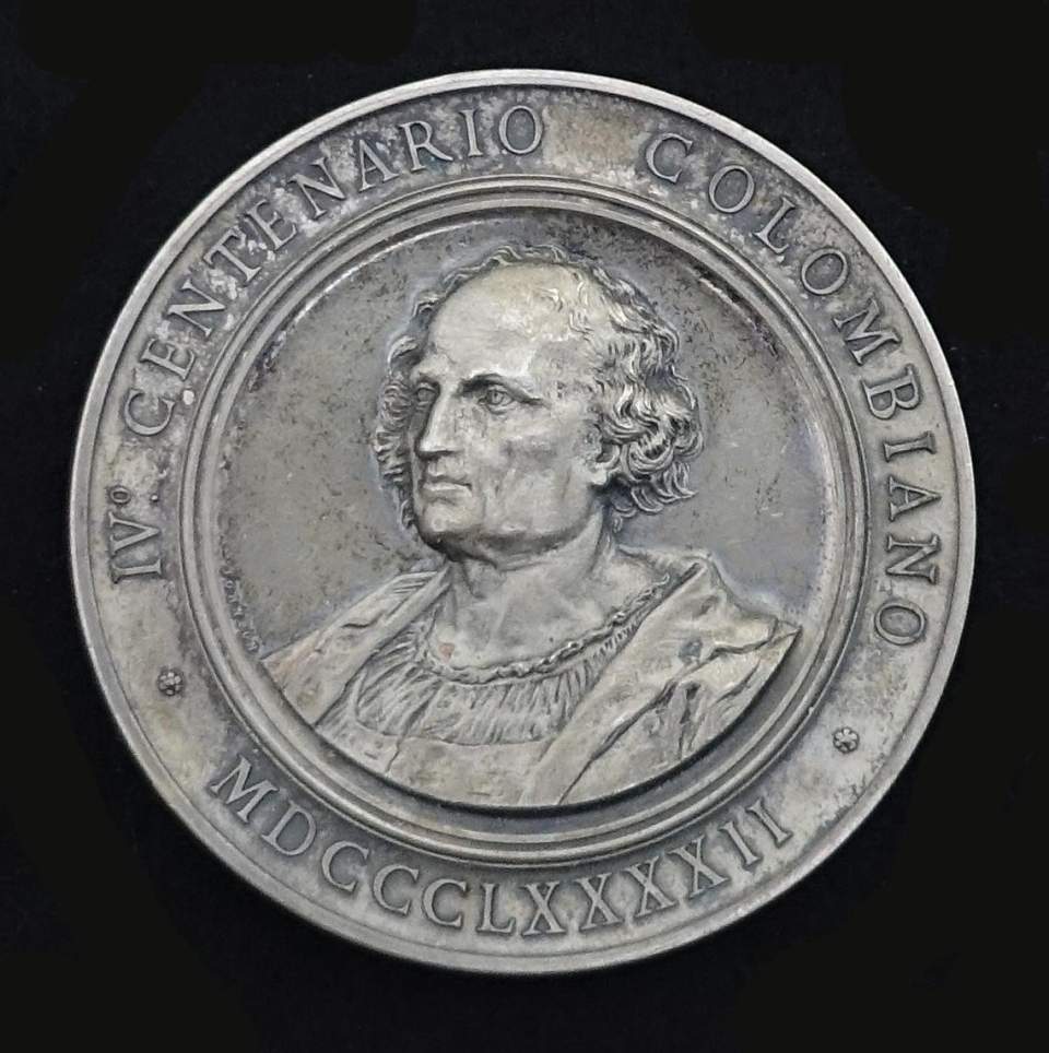Medaille Centenarfeier auf Columbus,  Schützenfest in Genua