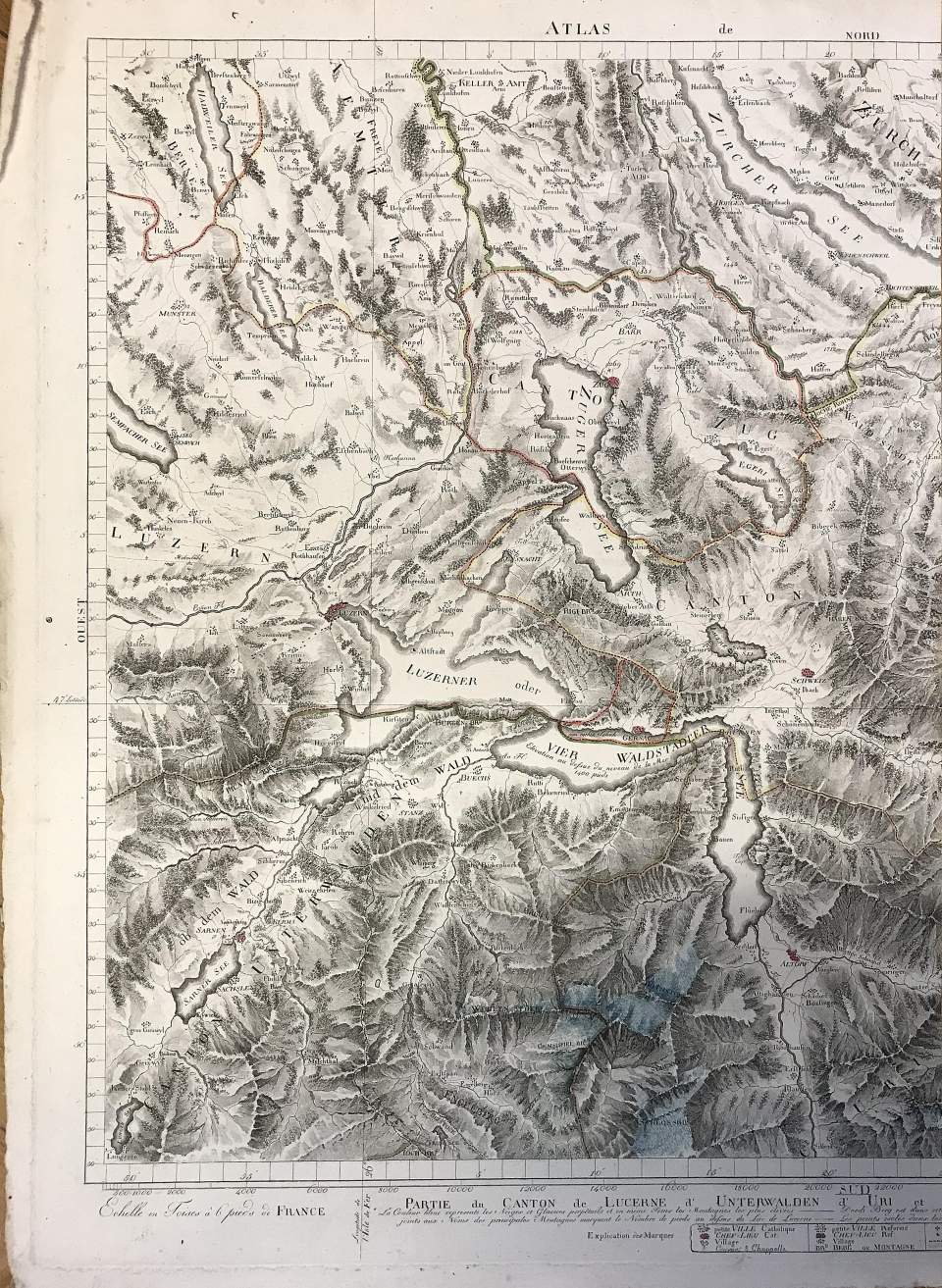 Karte, Schweizer Eisenbahnen, Situationsplan für die Kantone Thurgau und St. Gallen