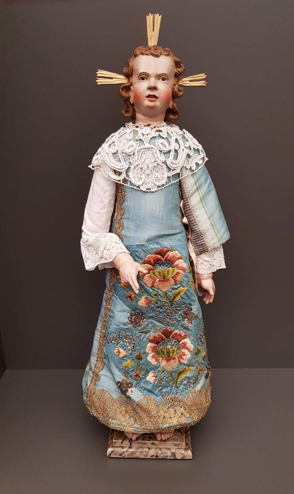 Barocke Weihnachtskrippe aus St. Gallenkappel, Krippenfigur 12-jähriger Jesus