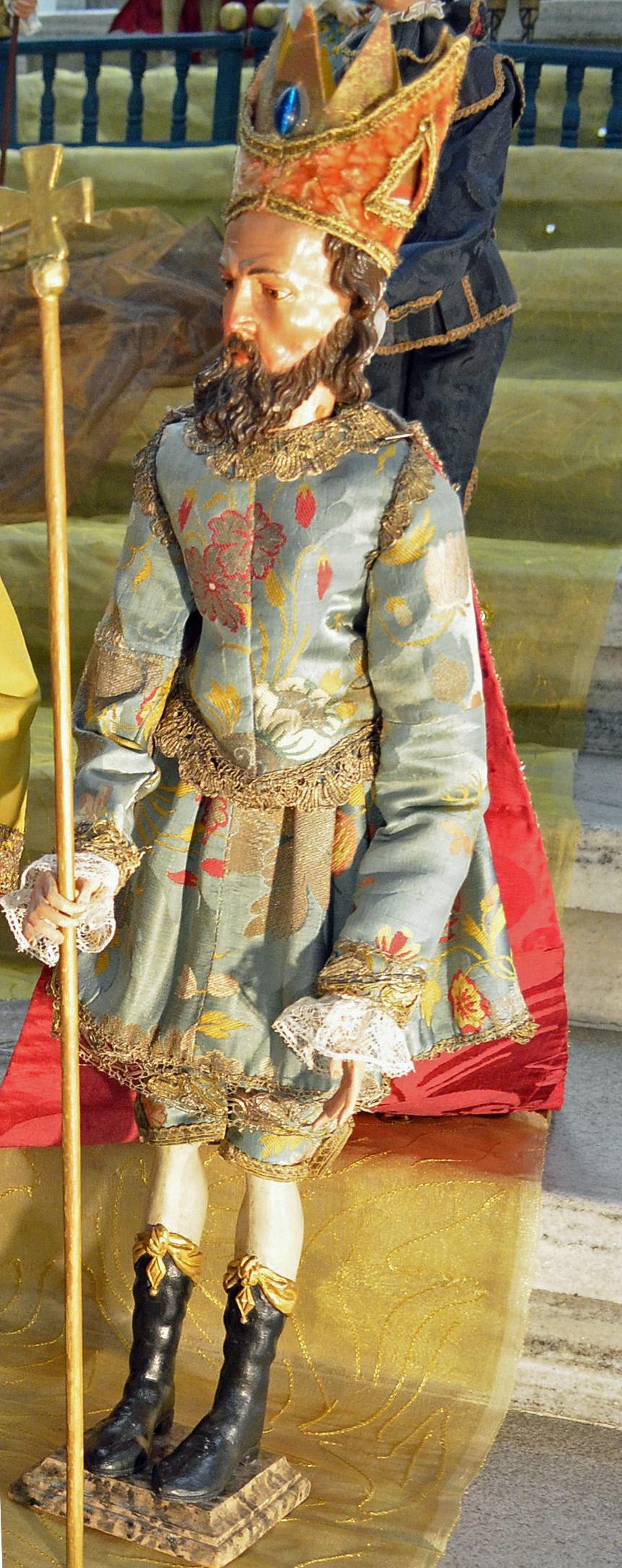 Barocke Weihnachtskrippe aus St. Gallenkappel, Krippenfigur König Melchior