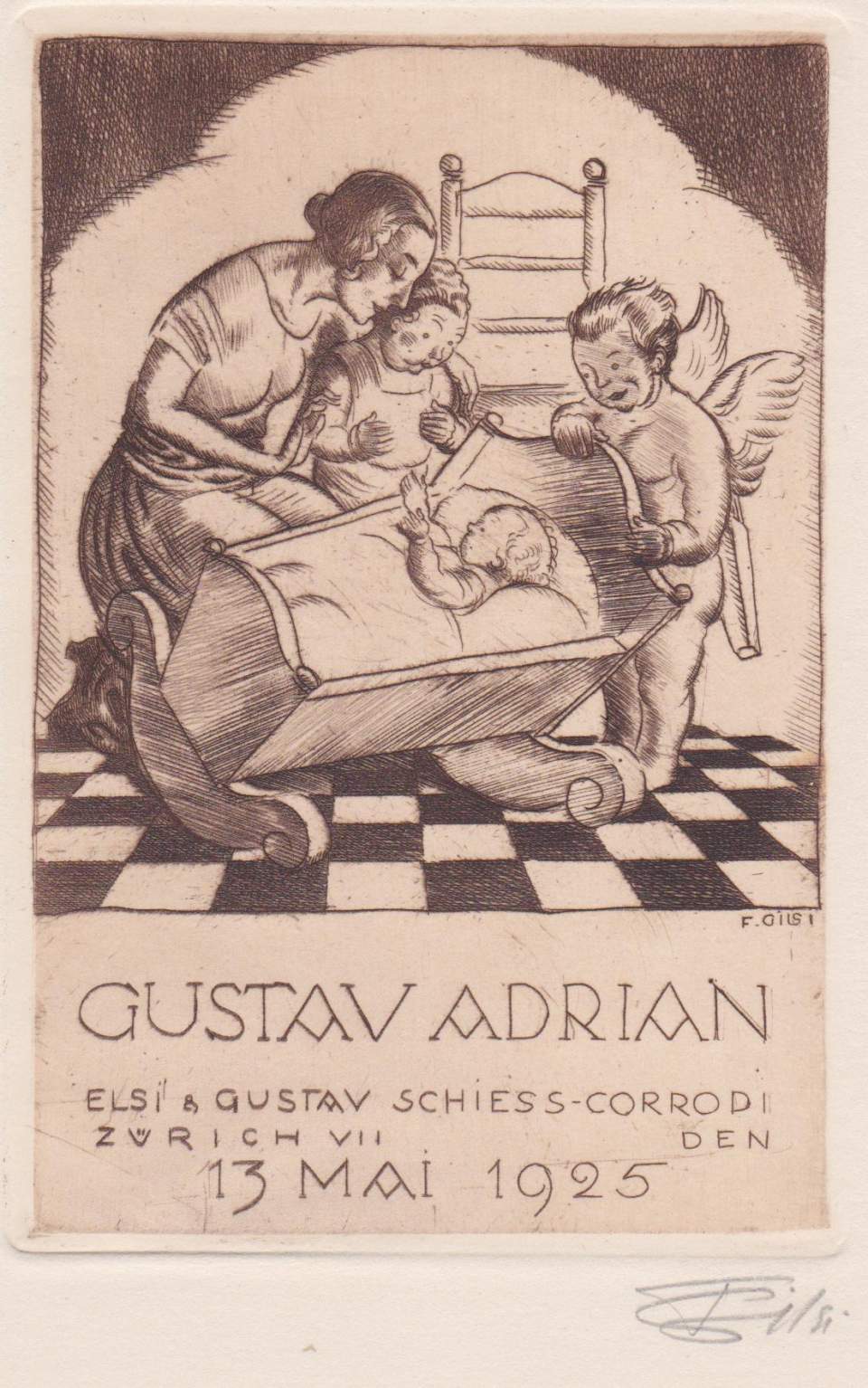 Geburtsanzeige Gustav Adrian Schiess