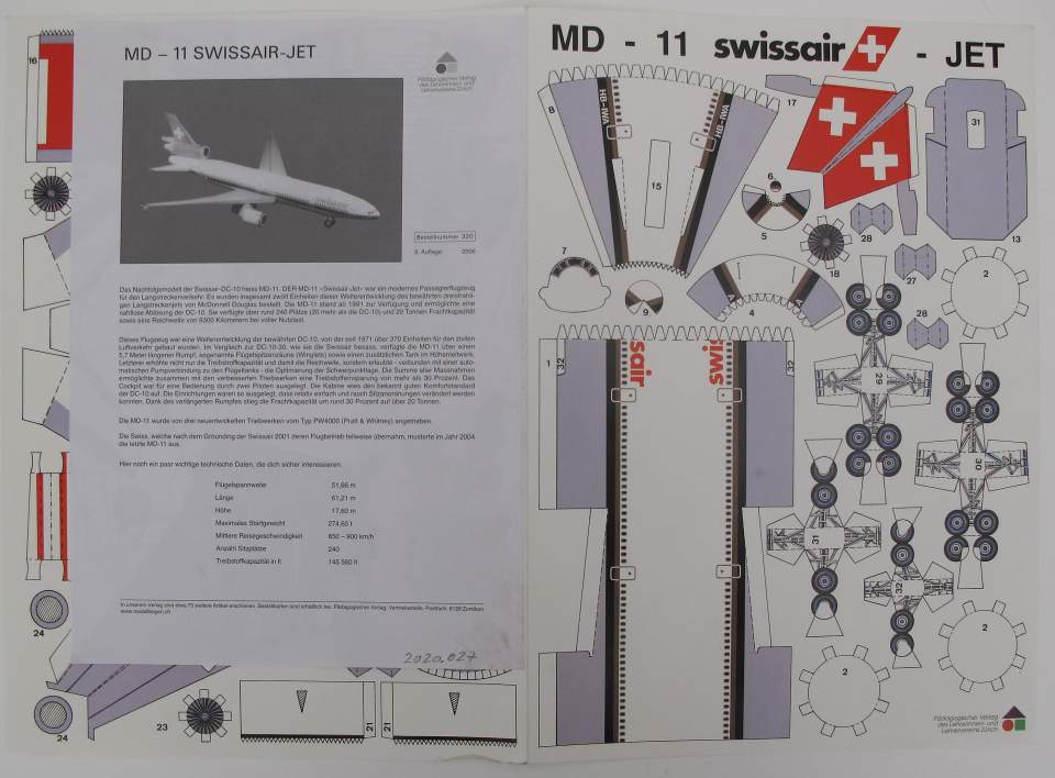 Bastelbogen MD-11 Swissair-Jet