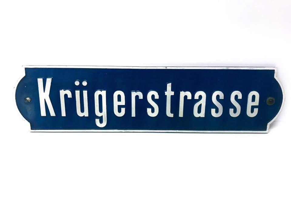 Strassentafel, Stassenschild Krügerstrasse, Original