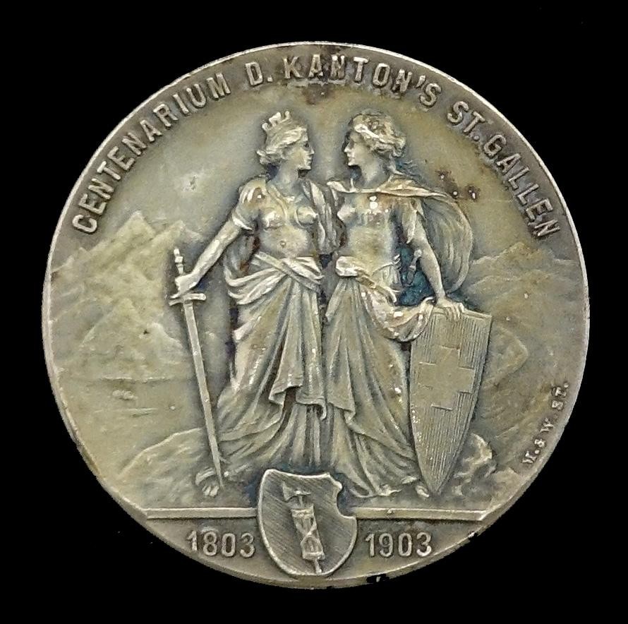 Medaille Centenarium des Kantons St. Gallen