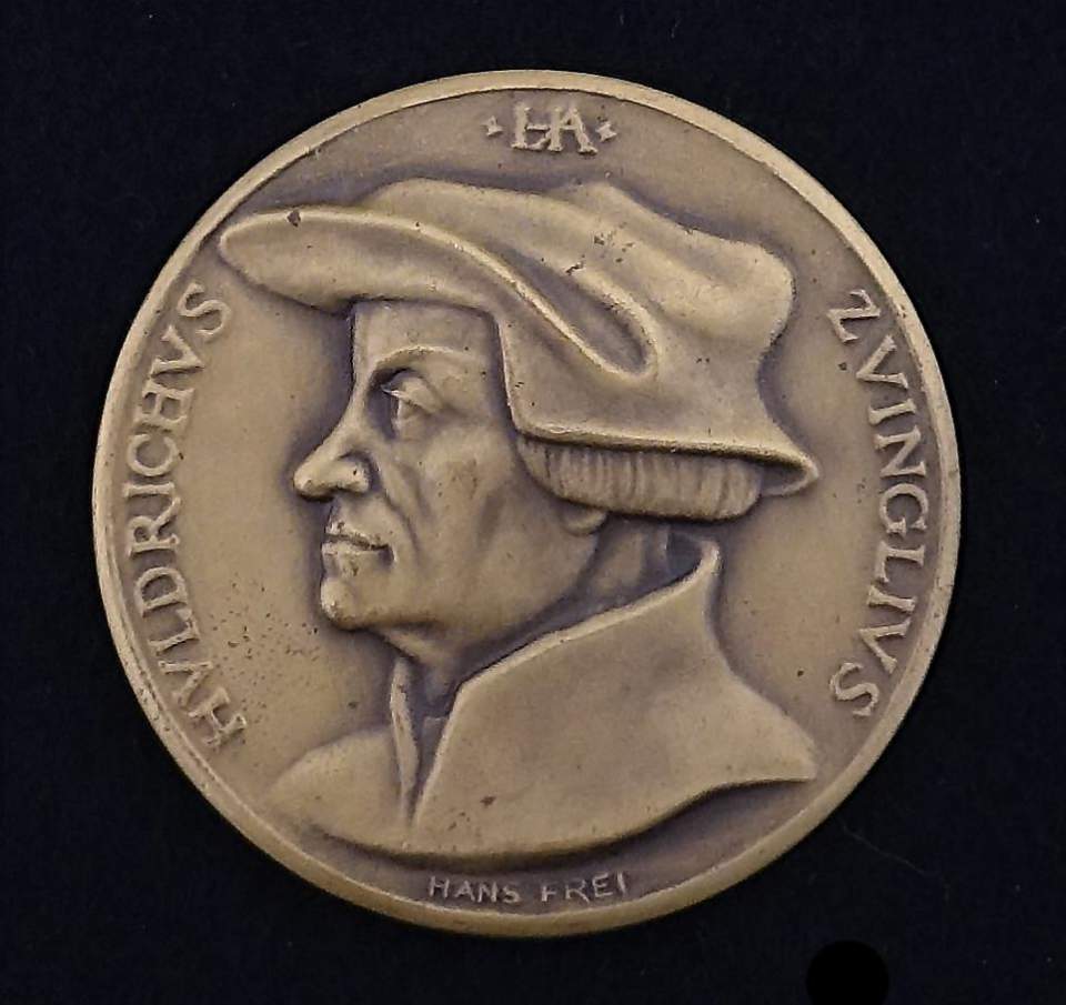 Medaille, Bronze, Ulrich Zwingli, Reformator in Zürich
