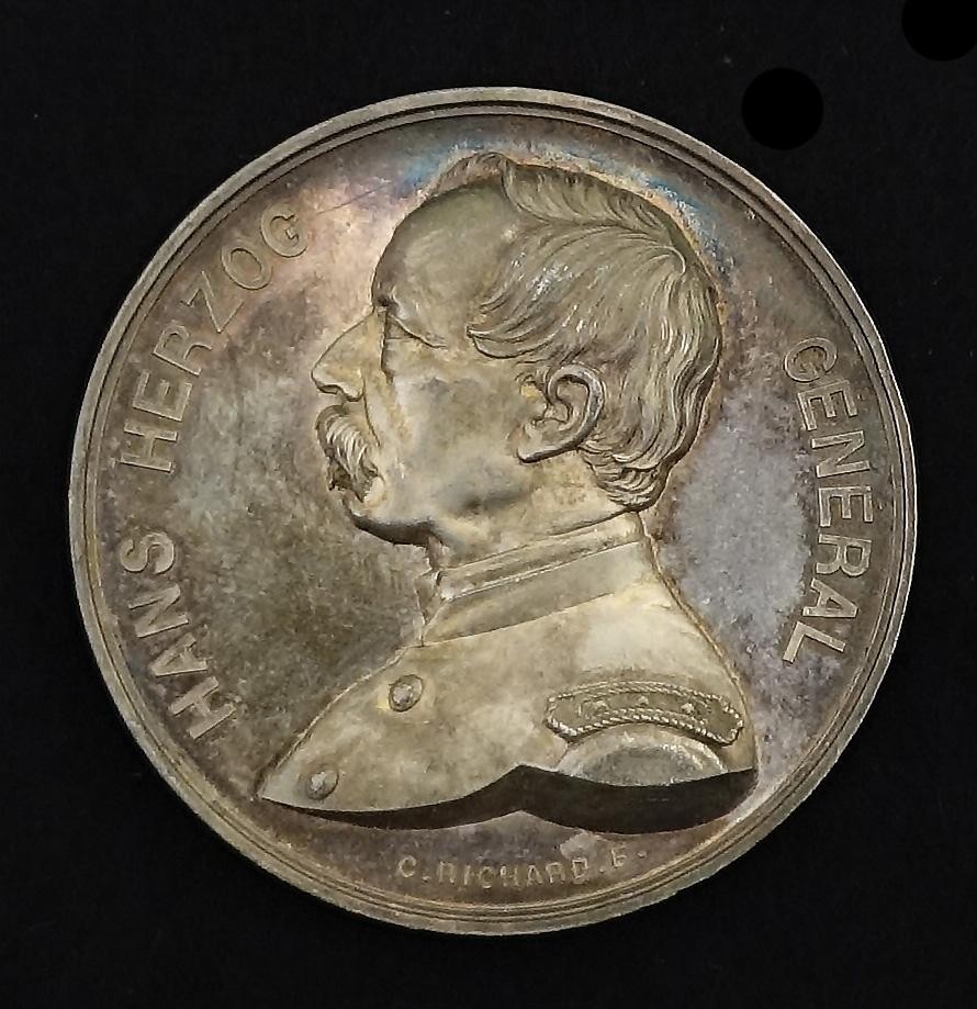 Medaille 50 Jahre General Herzog, Befehlshaber der Schweiz in der Grenzbesetzung 1870/71