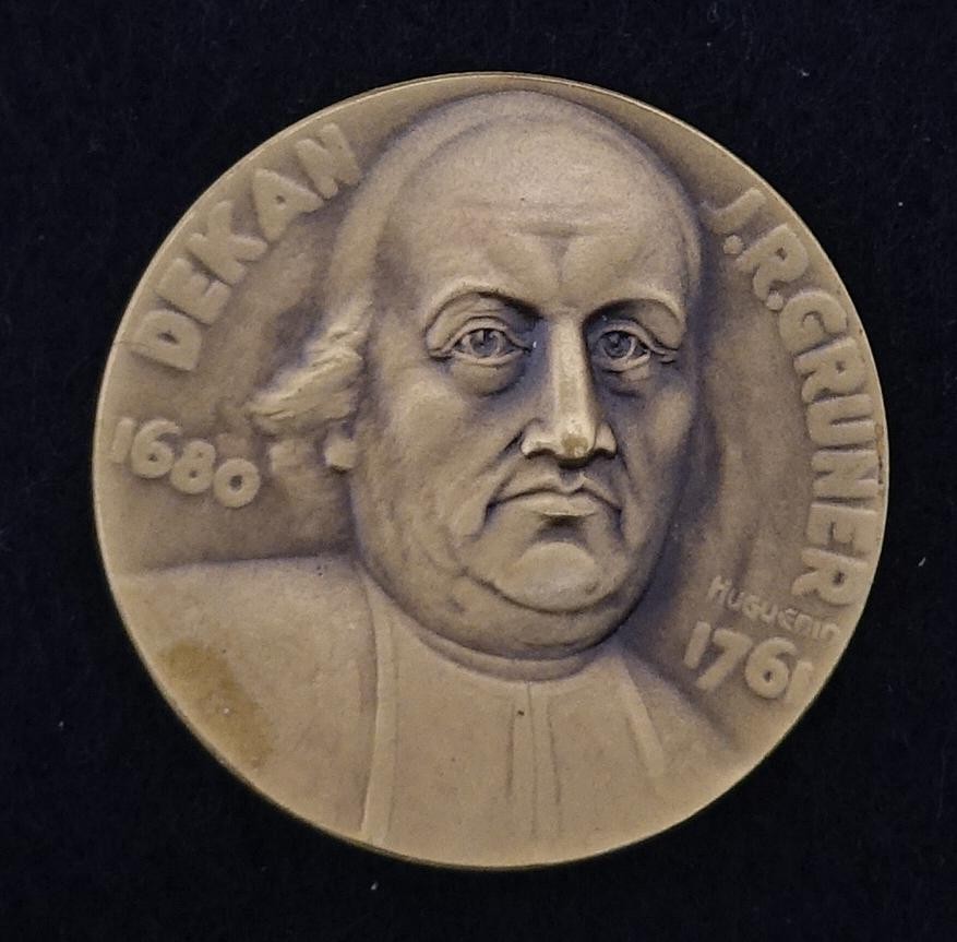 Medaille Dekan J. R. Gruner, Chronist, Schweizerische Numismatische Gesellschaft, Burgdorf