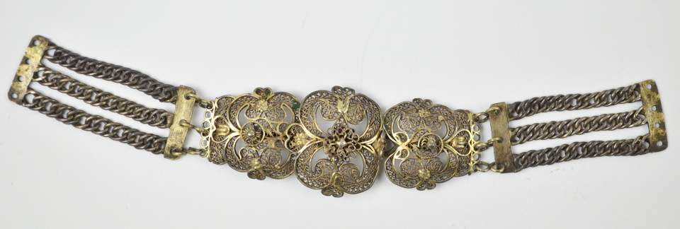 Kette und Filigranschloss, Trachtenschmuck, Silberfiligranschloss