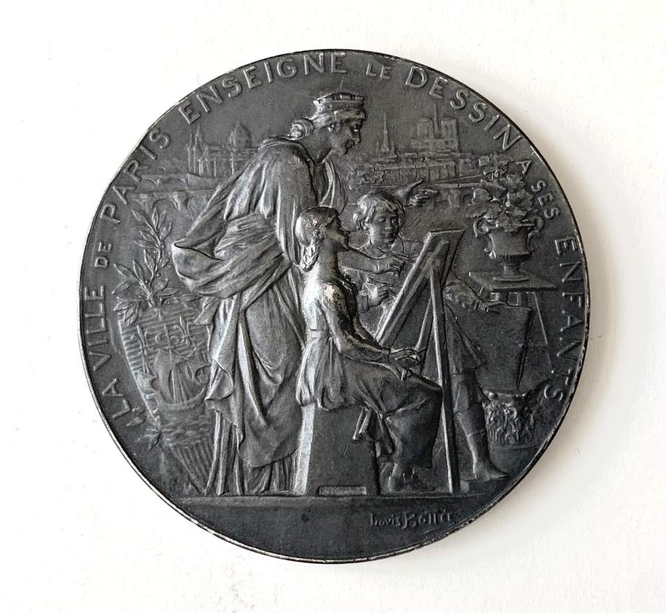 Silbermedaille, Zeichenschule Paris, Auszeichnung für Fritz Gilsi, 1899